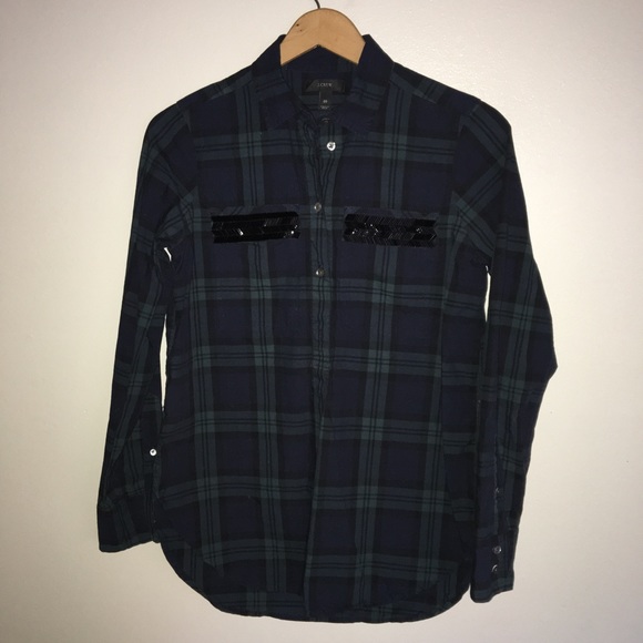 J. Crew Beaded Chevron Popover In Plaid - Picture 6 of 16